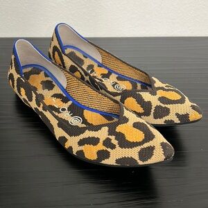 Rothy's Leopard Print Flats with Blue Trim